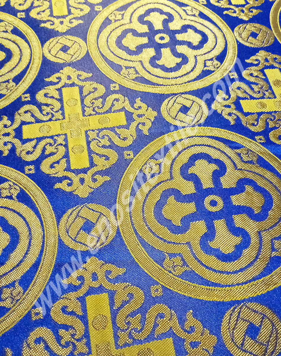 KL-037 Gold-Blue Brocade Fabrics